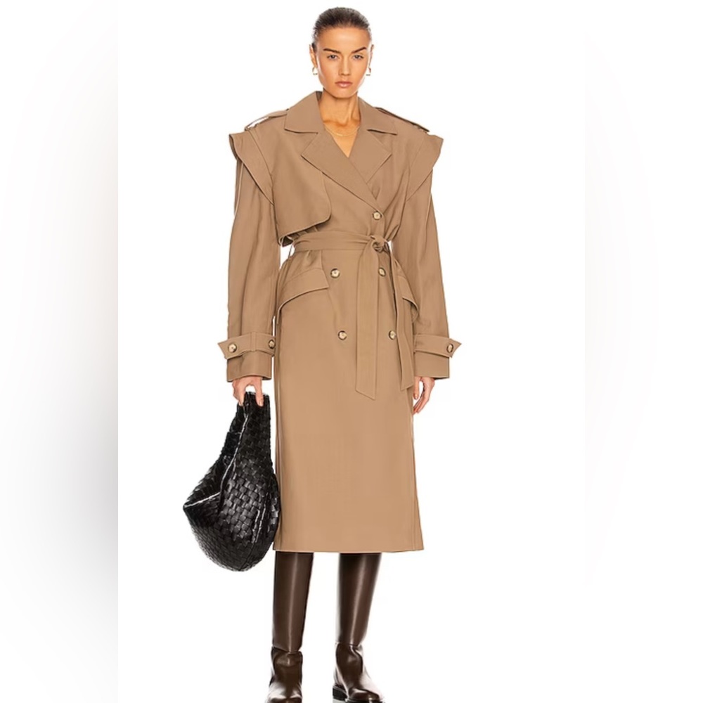 The MANNEI tan / camel trench coat - size L, NWT